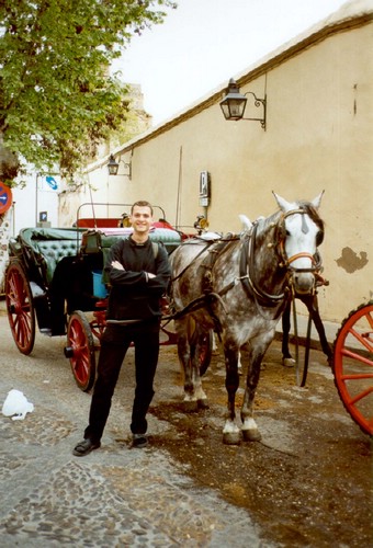 Helge delante de un carruaje